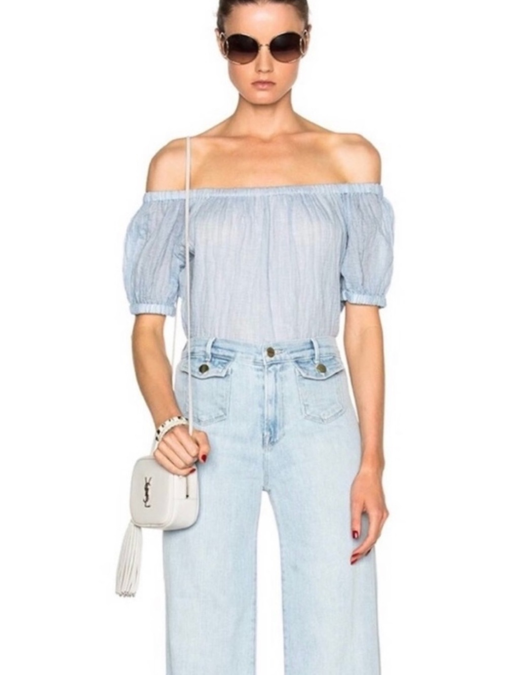 See by Chloe Blue Off-Shoulder Top size 36